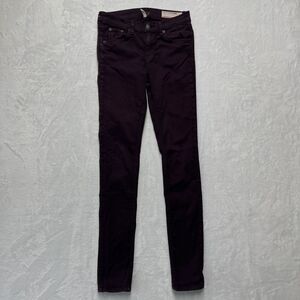 Rag & Bone Skinny Mid Rise Jean Legging Women’s Sz 26 Distressed Wine Stretch